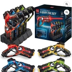 Set of 4 Laser Tag Blasters, Rechargeable Infrared Lazer Tag Set & Docking Stati